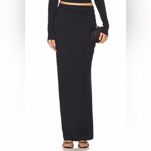 Kiki de Montparnasse Revolve Echauffe Black Ruched Jersey Maxi Skirt Small NWT